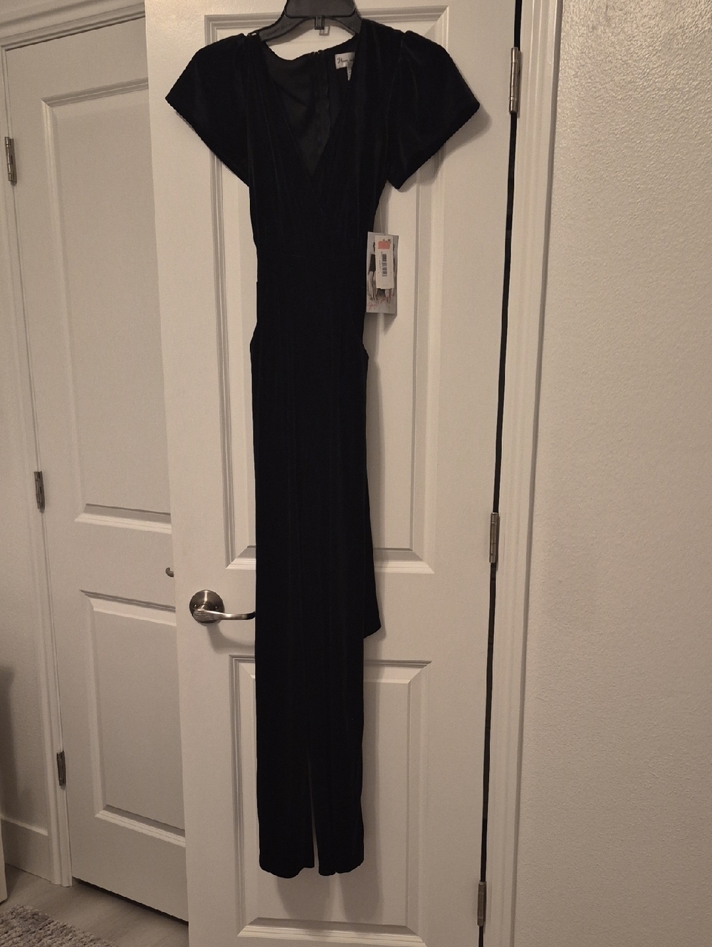 NEW Black Velvet Maxi Dress with V-Neck